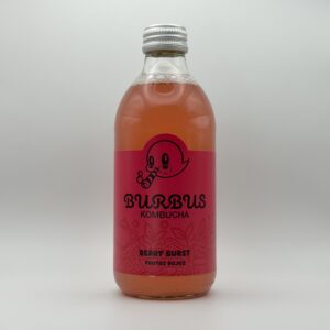 Kombuchande la marca burbus de frutos rojos.