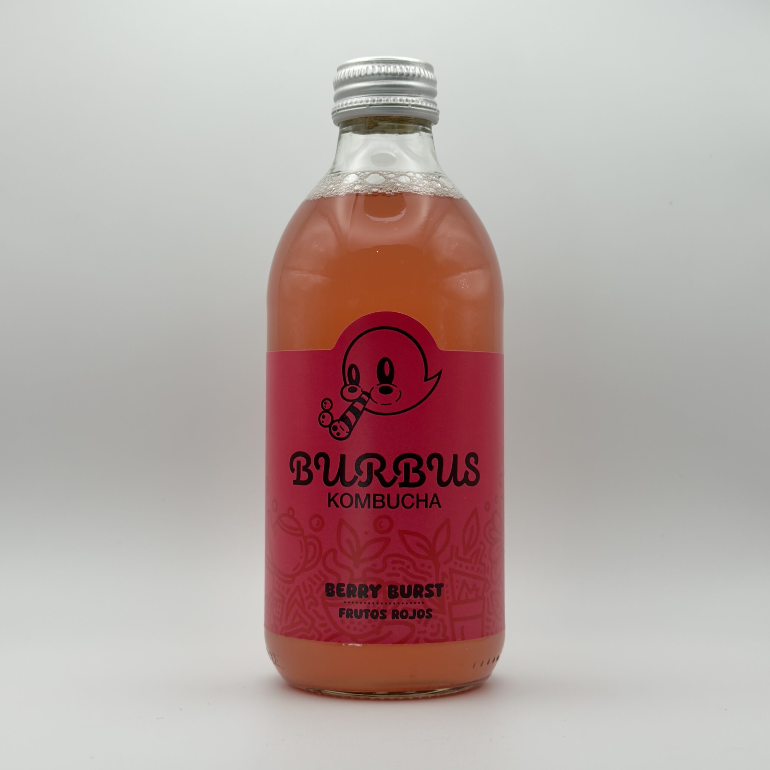 Kombuchande la marca burbus de frutos rojos.