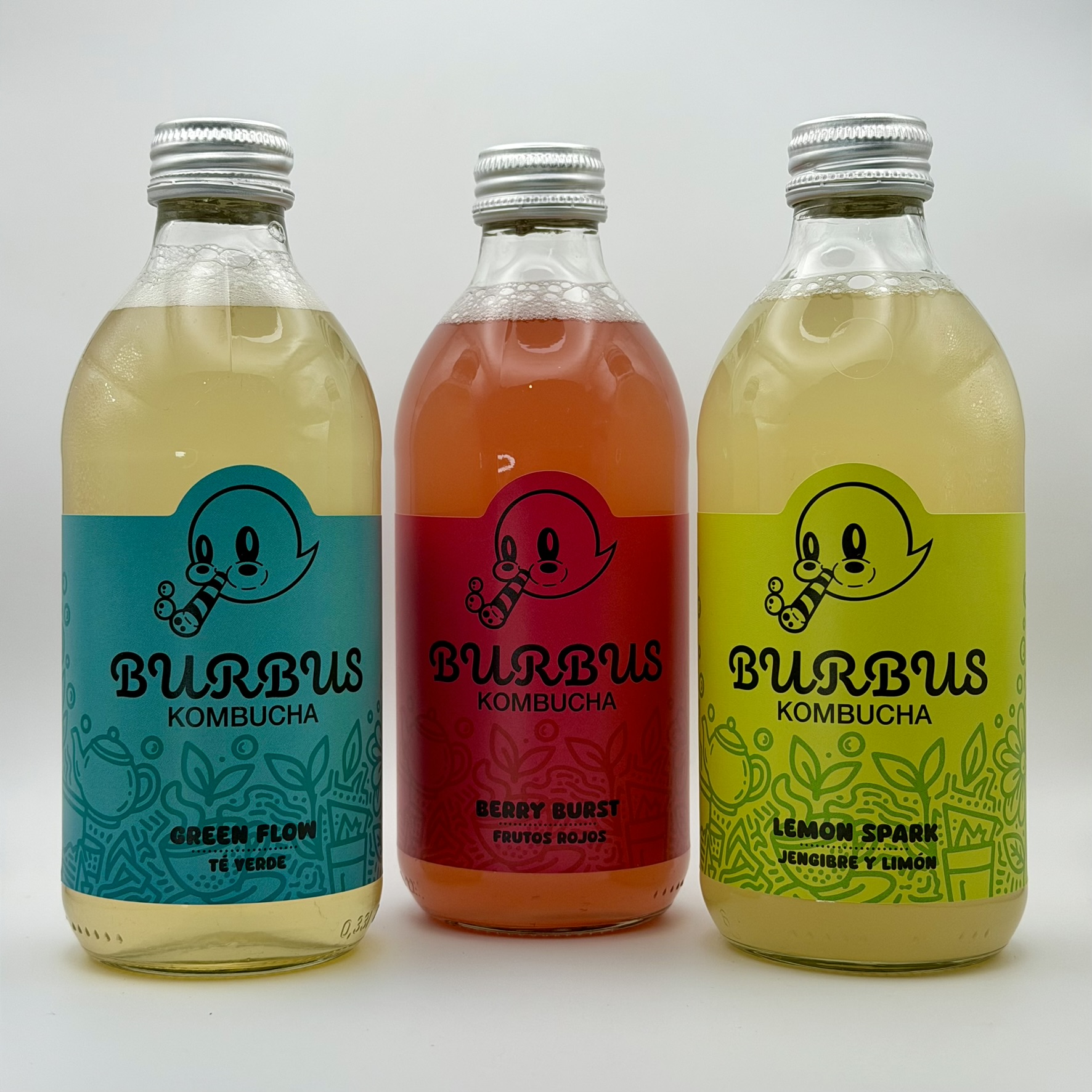 3 kombuchas de 3 sabores distintos