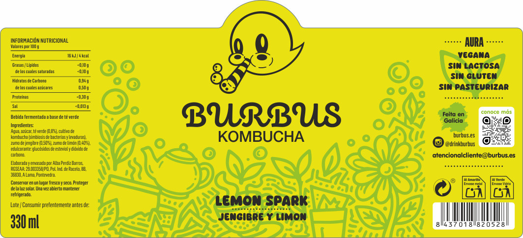 Kombucha Burbus - Jengibre y Limón - 12 X 330ML: imagen 2